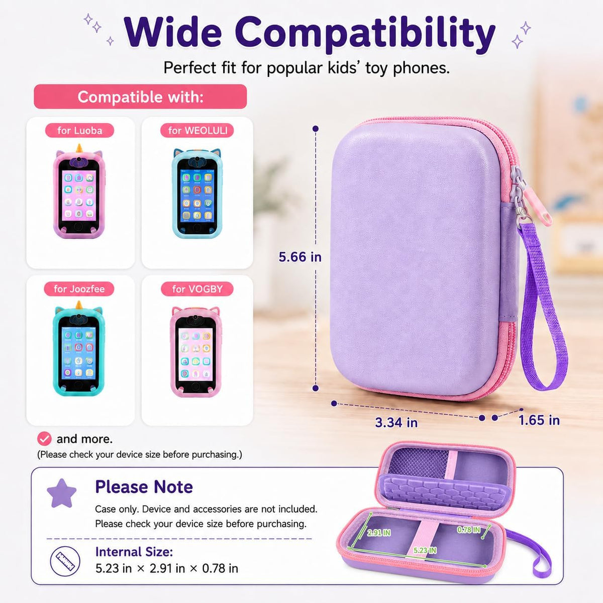ALKOO kids smartphone case, zip carrying box for kids toy phones and learning cameras - view 35