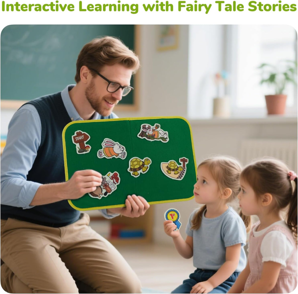 CHEFAN Felt Board for Toddlers, Felt Story Board - Three Little Pigs3 Other Stories - image 3