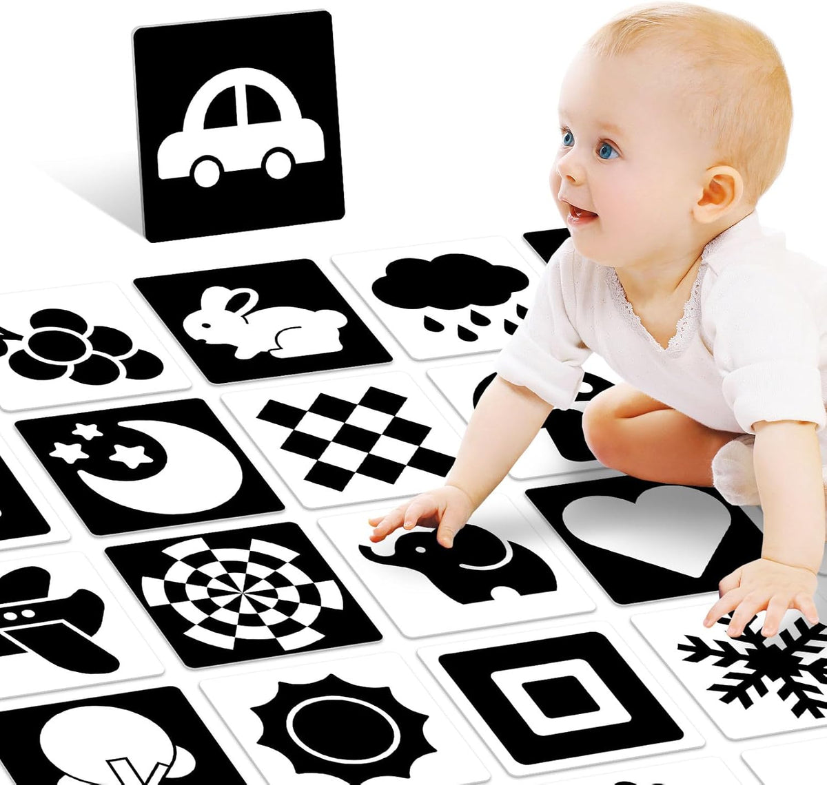 High Contrast Black and White Baby Cards for Newborns 0-3 Months – Fun for Kids & Family - 0-3 Months
