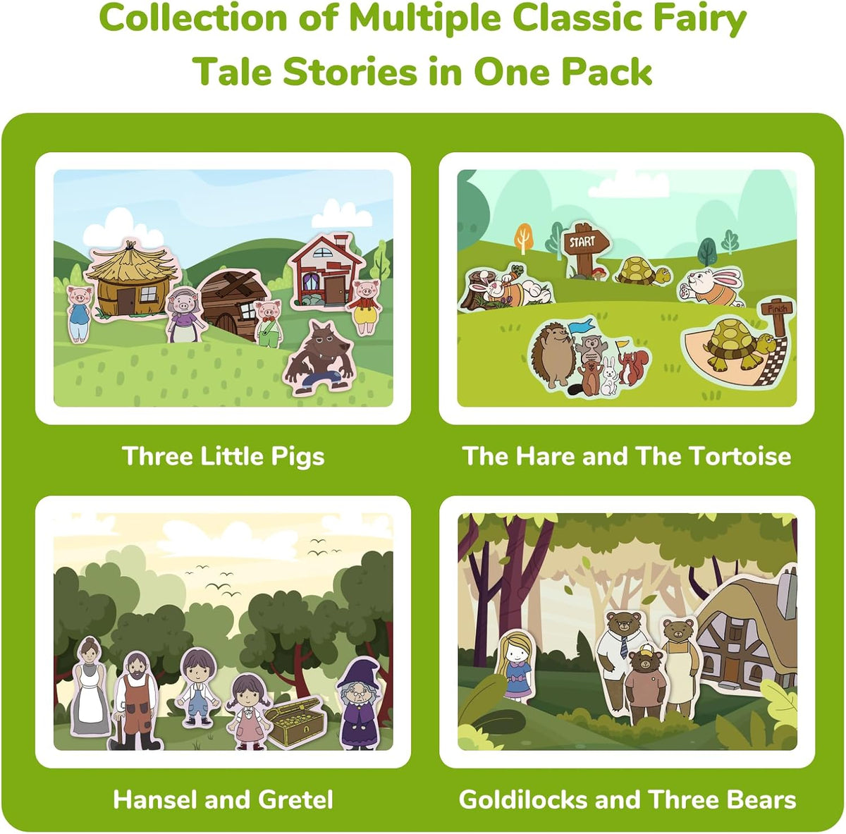 CHEFAN Felt Board for Toddlers, Felt Story Board - Three Little Pigs3 Other Stories - image 2