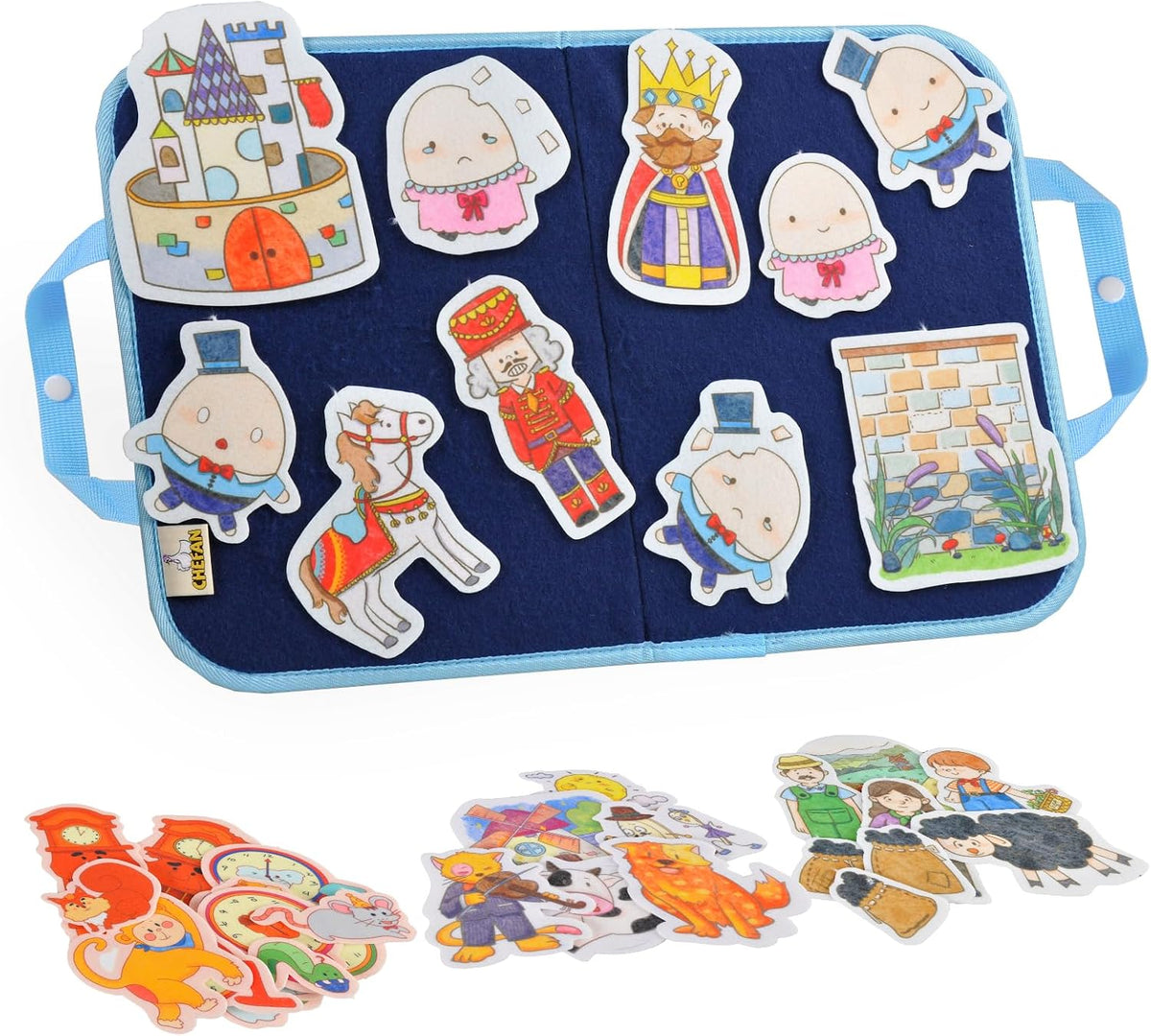 CHEFAN Felt Board for Toddlers, Felt Story Board - Humpty Dumpty & 3 Other Nursery Rhyme Stories