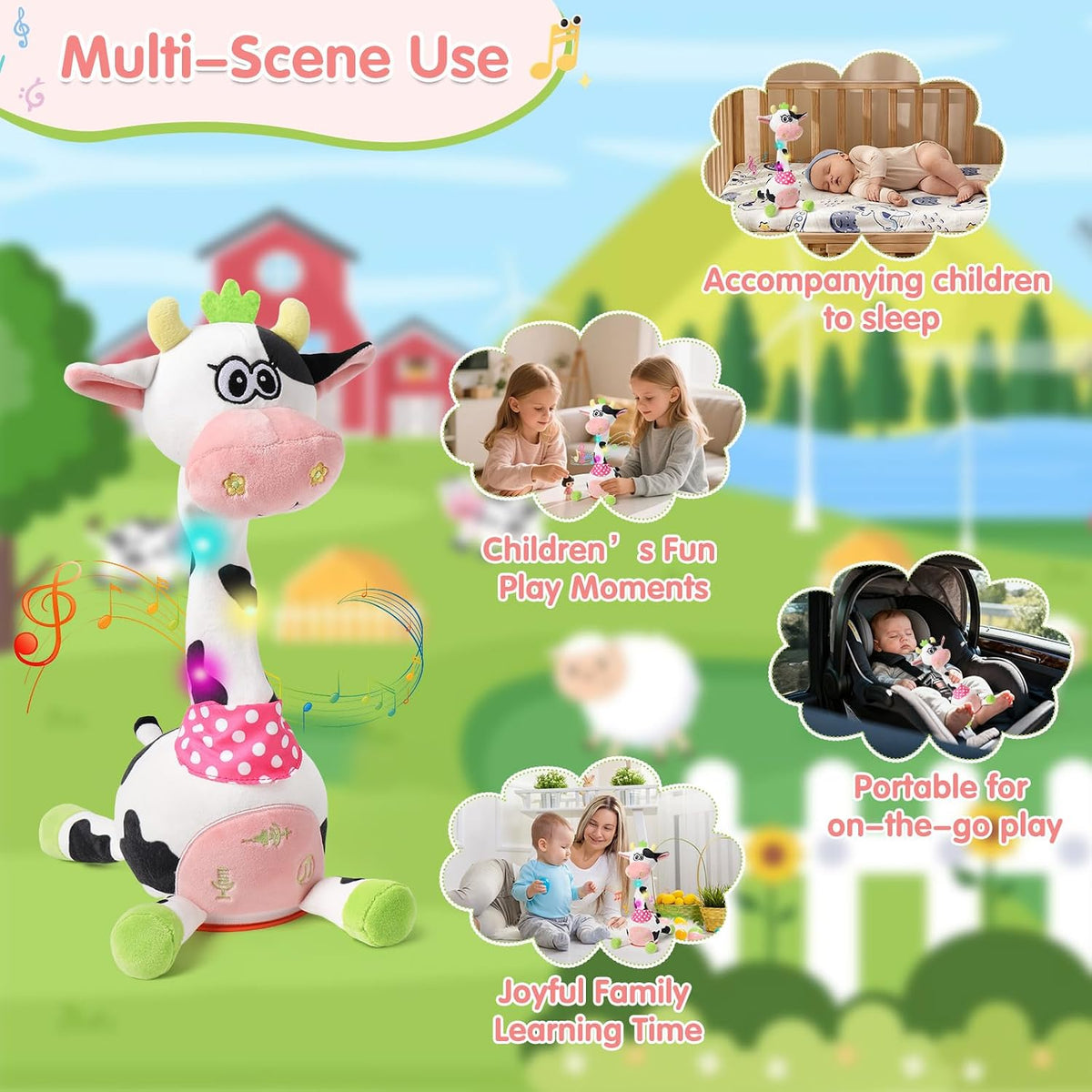 MIAODAM Dancing Talking Giraffe Toys - Cow - image 4