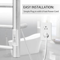 KEG Towel Warmer Wall Mounted with Built-in Timer 12 Bars Electric Stainless Steel Heated Towel Racks for Bathroom, Hot Plug-in Bath Towel Heater Brushed Nickel