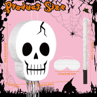 Aoriher Halloween skull piñata with bat stick, blindfold and square confetti - view 27
