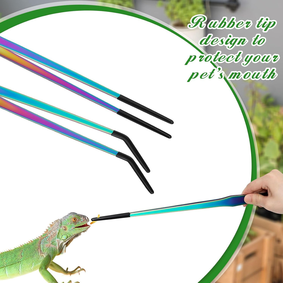 Lasnten 2 Pcs Reptile Feeding Tongs, Long - Colorful / 15 Inch - image 4