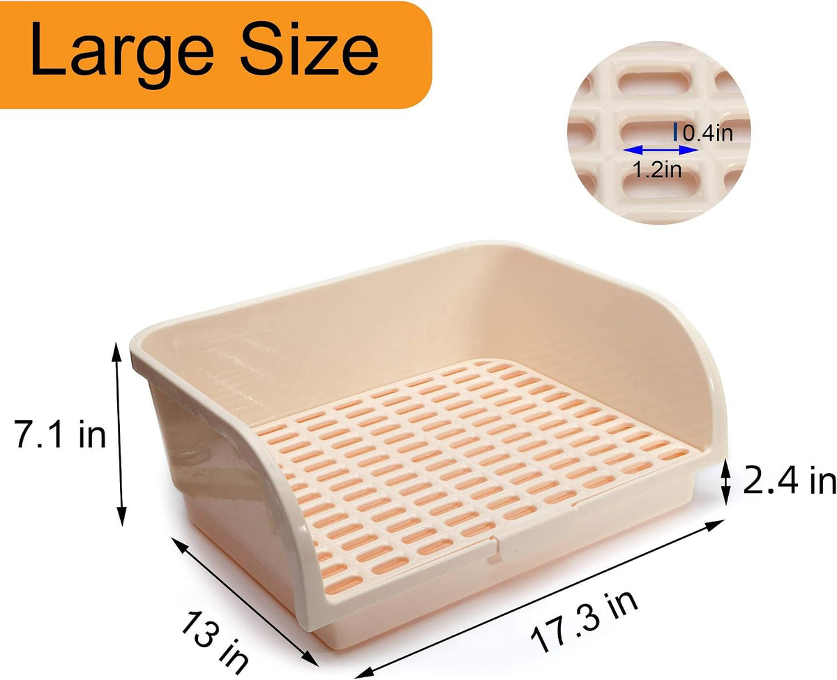 CalPalmy X-Large Rabbit Litter Box with 10PCS Bonus Pads, Drawer - X-Large (10pcs Pee Pads) / Cream (Steady Bottom) - image 4