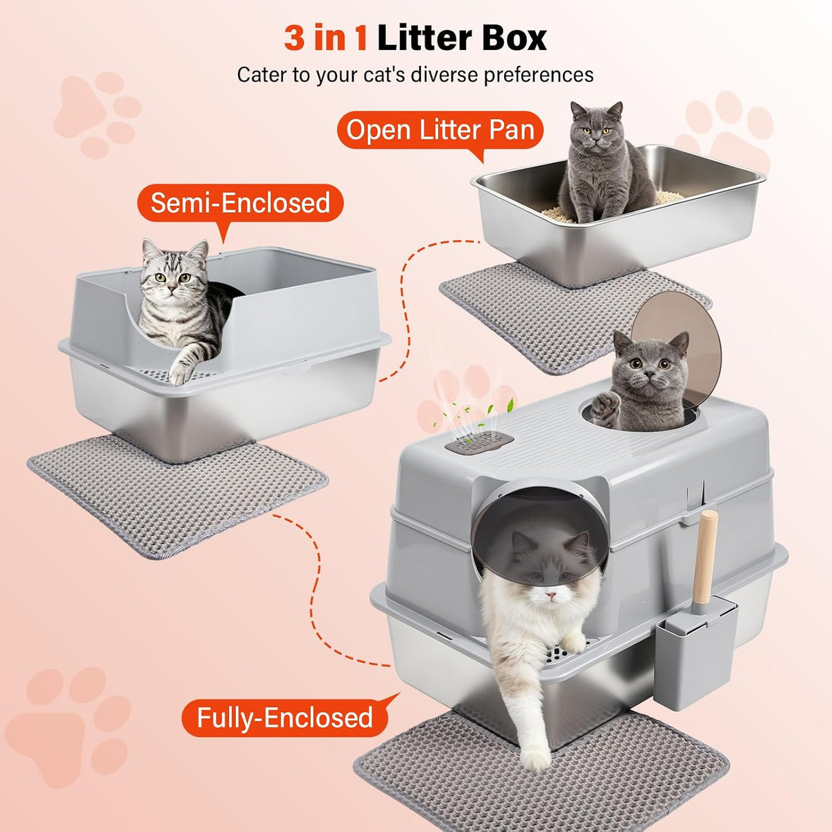 Stainless Steel Litter Box with Lid - image 4