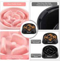 2 Pack Slow Feeder Dog Bowls for Medium Dogs & Cats – Essentials for Dogs - Large / Black and Pink - image 2