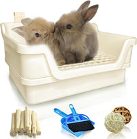 Hamiledyi Rabbit Litter Box Extra Large Bunny Litter Boxes – Daily Care for Small Pets - X-Large / White