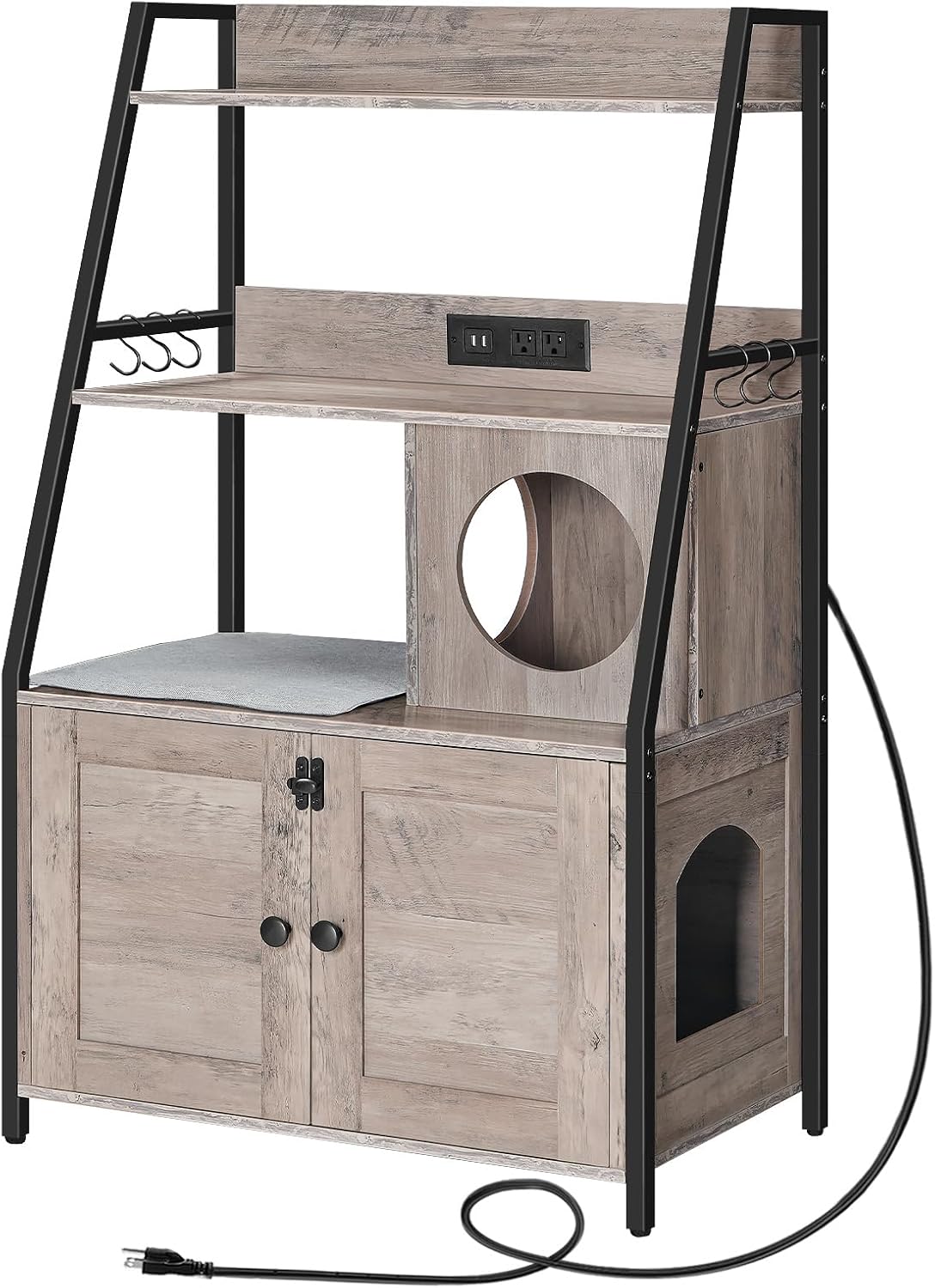 HOOBRO Litter Box Enclosure with 2 Storage Shelves - Greige