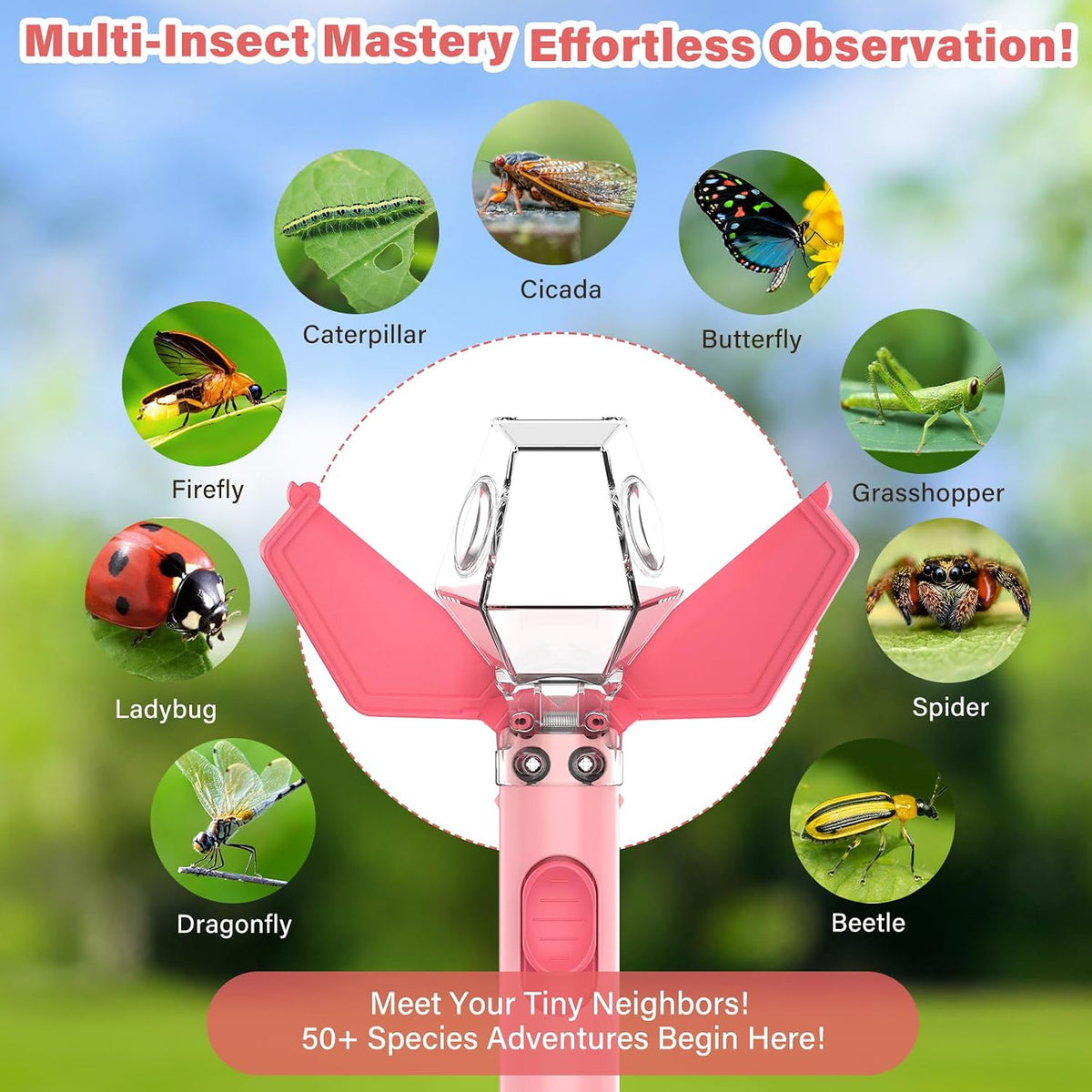 Bug Catcher for kids 6X Magnifier - Pink / 2 - image 4