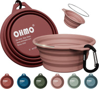 OHMO Collapsible Dog Bowls for Pet Travel, Coral&Brick Red - Steel 2x12oz / Erythrinus&Coral