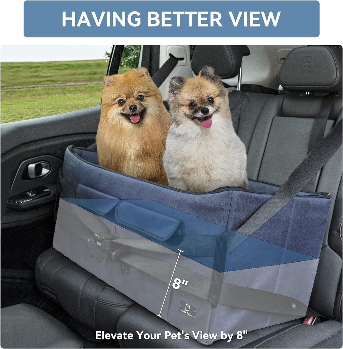 A 4 Pet Dog Car Seats for Small Dogs, Under 25 lbs - Dark Blue / Large - image 2