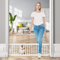 Dog Gate Indoor,18"-45" Adjustable Extra Wide Metal Short Dog Gate to Step Over, 10" Tall Small Pet - 18-45''W*10''H / White