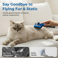 Pecute Self-Cleaning Steam Dog Cat Brush for Heavy Shedding/Long Coats – Essentials for Cats - Blue - image 3