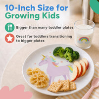 Tiny Expressions Construction Plates for Toddlers, 10" Set of 4 - Multicolor / Rainbow Unicorn - image 4