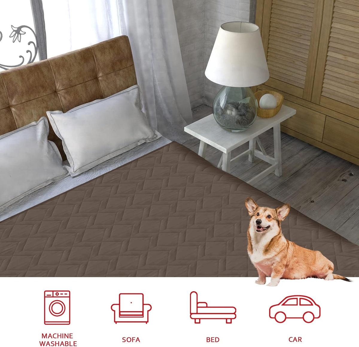 Moonsea Waterproof Blanket Dog Bed Cover with Non-Skid Bottom - 86" X 82" / Chocolate - image 4