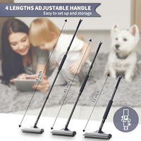 3 in 1 Carpet rake Kit for Pet Hair Removal Tool - Reusable Pet Hair Remover Broom w 58" Adjustable Long Handle, Dog & Cat Carpet Scraper, Pet Hair Remover for Rugs, Mats, Couch, Curtains(Gray)