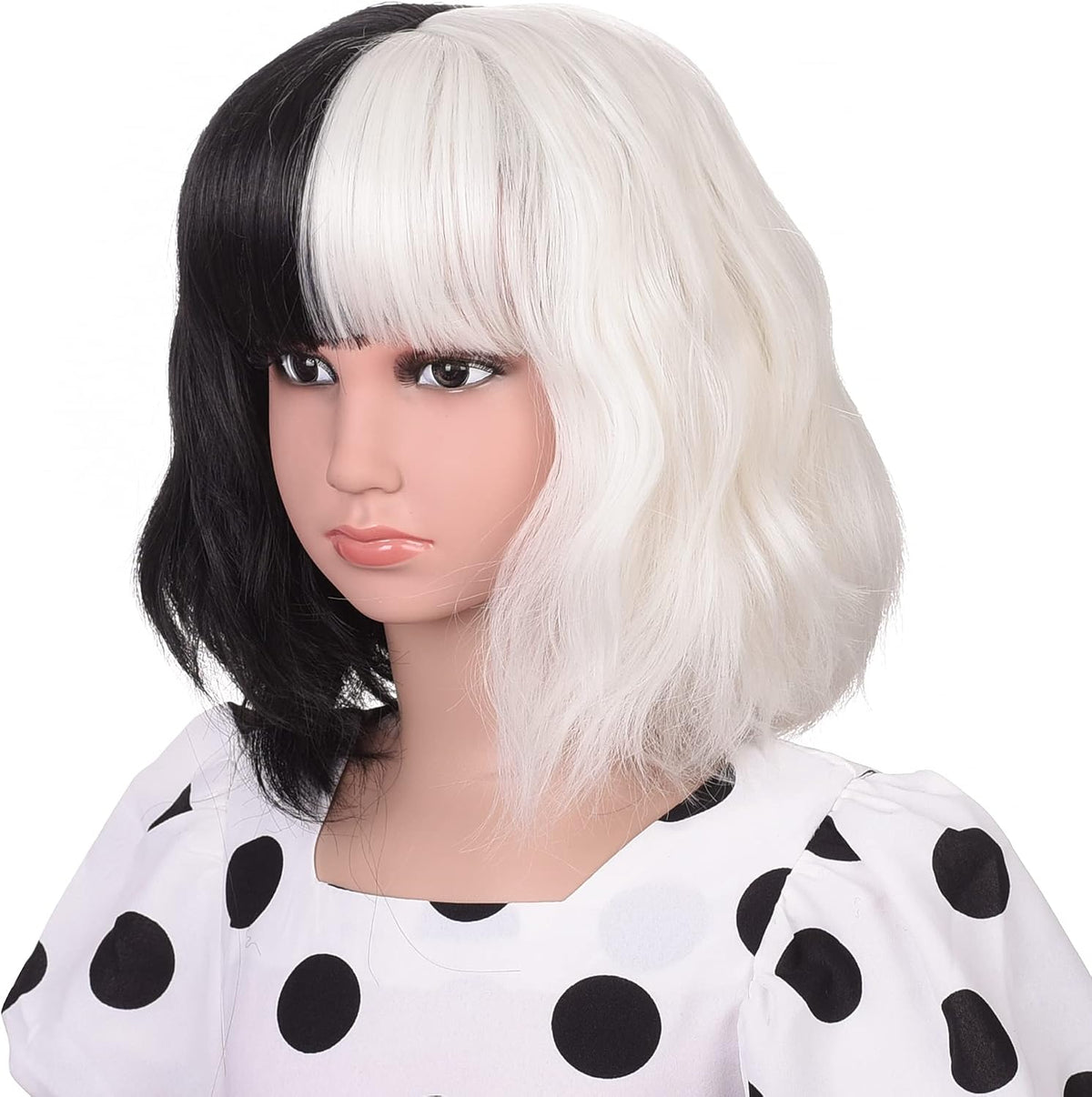 AMZCOS kids long wavy hot pink princess cosplay wig with pink bow and drop earrings - view 11