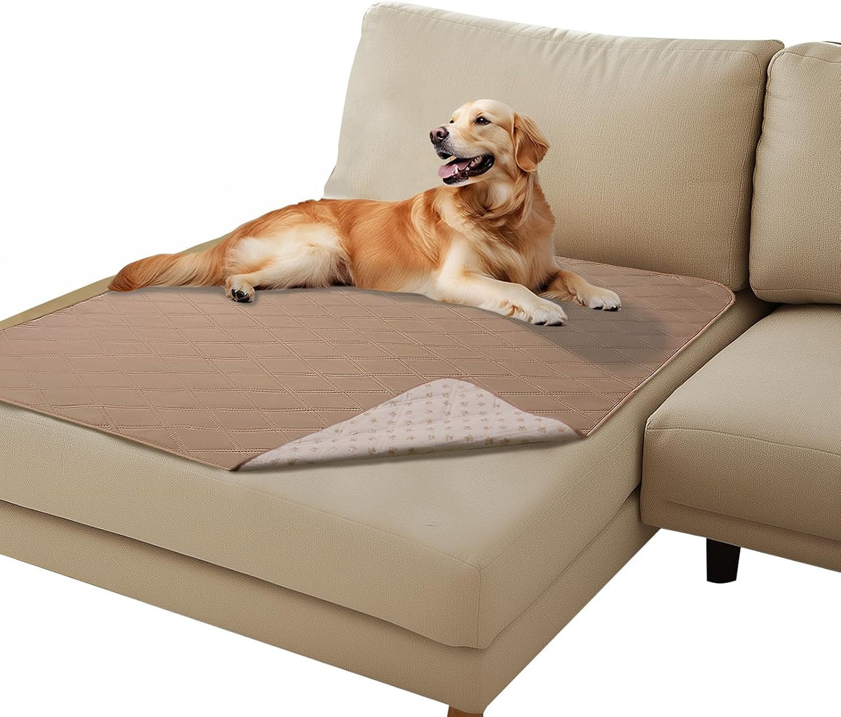 Luciphia Waterproof Couch Cover for Dogs - Light Brown+khaki / 40" x 50"