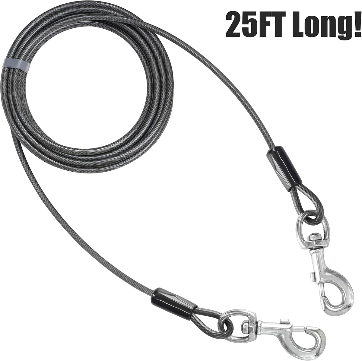 BV Dog Tie Out Cable 30 Feet - 250lbs/ 25ft/ Grey / Single - image 4