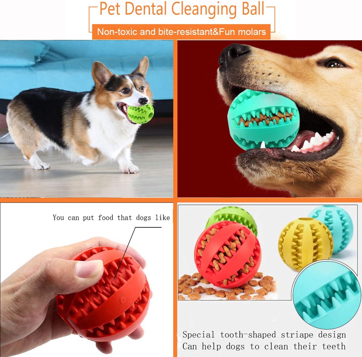 Sunglow 2 Pack Dog Toy Ball – Essentials for Dogs - Blue/Green / 2.36 in - image 3