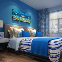 Canvas Wall Art for Living Room Large Size Wall decor for Bedroom Bathroom Wall Decoration blue Ocean Sea Turtle Paintings Modern shark Pictures Artwork office Decor Ready to Hang 16" x 24" 3 Piece