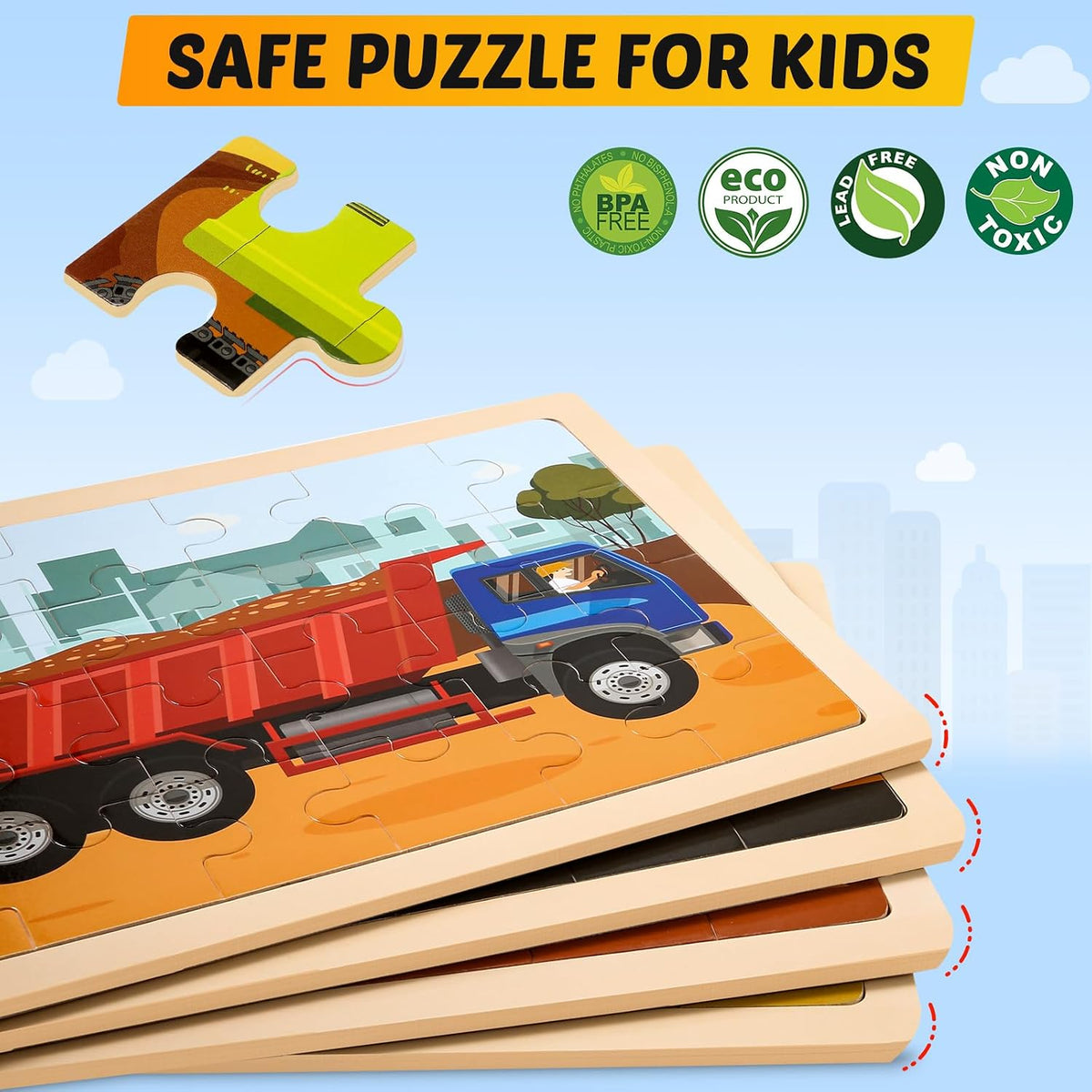 LACCHOUFEE 4-pack wooden puzzles for kids ages 3 to 5 - view 11