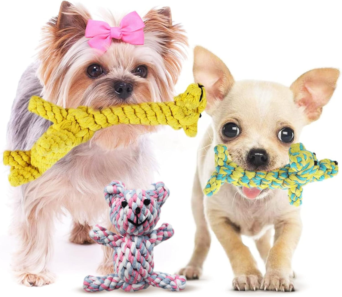 SunGrow Cotton Rope Dog Toys - 3 Pieces ( Teddy Bear, Giraffe, and Dog ) - image 2