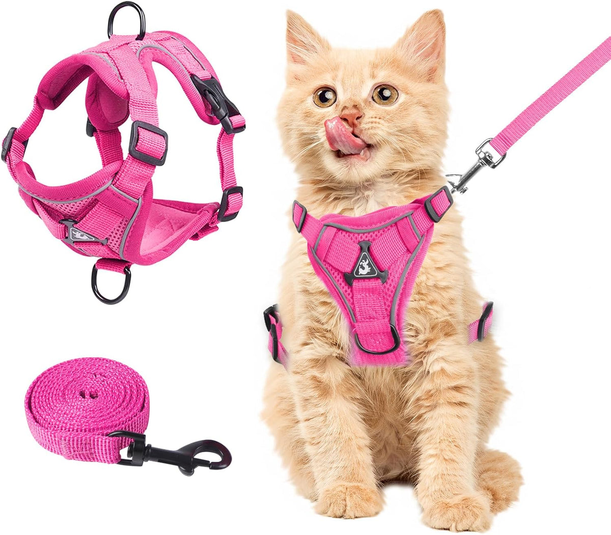 Wanheart cat Chest Harness and Leash - rose red / S:3.3-6.6lb