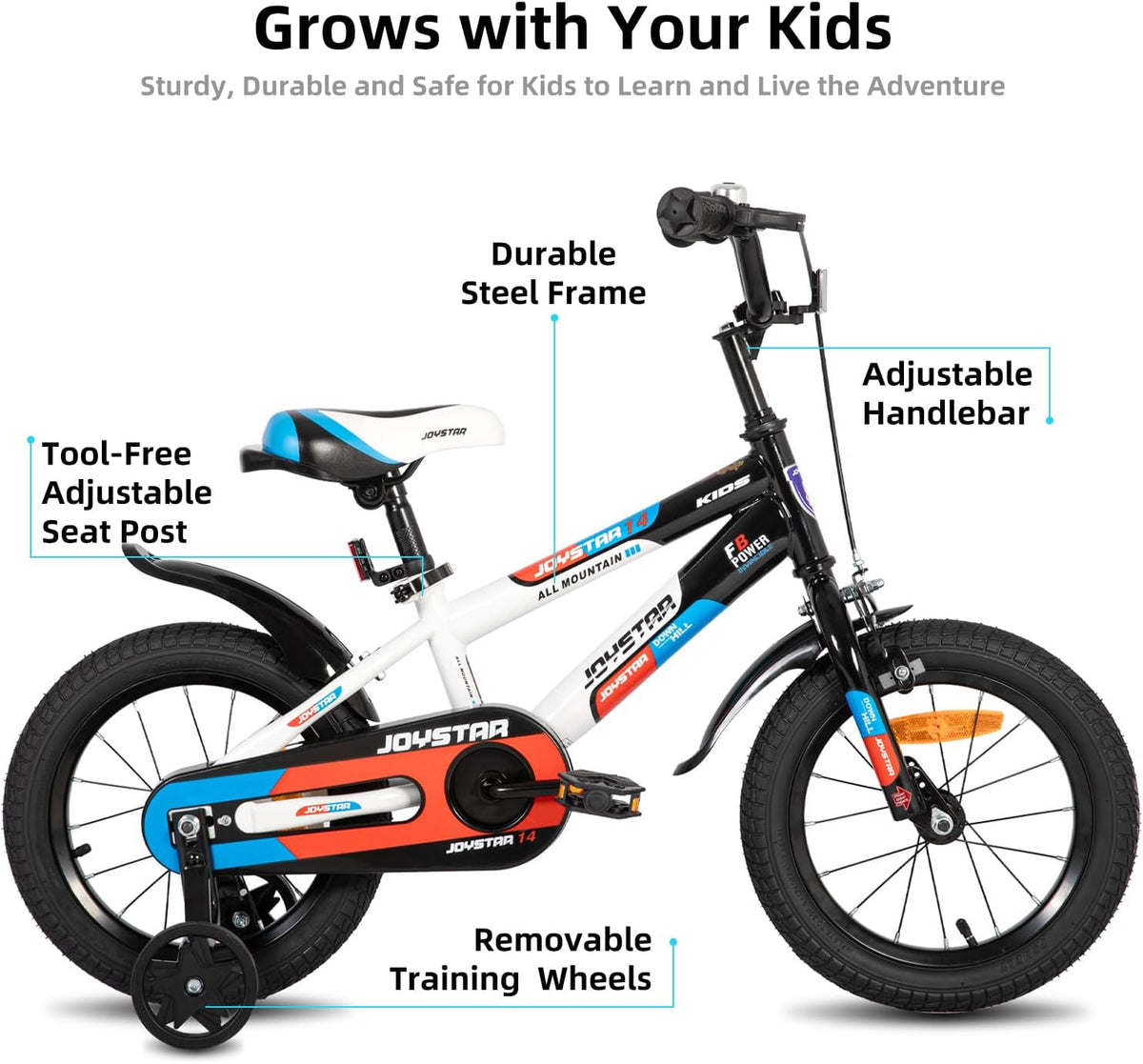 JOYSTAR New Berry Kids Bike for Boys and Girls Ages 3-10Y – Fun for Kids & Family - White / 14 Inch Wheels - image 2