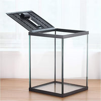 crapelles Black Small Vertical Insect GlassTerrarium, 7.8x7.8x10.8'' Reptile Tank, for Tarantula Larvae Caterpillar Frog Snail Spider Hermit Crab Habitat Container House Cricket Breeding Box