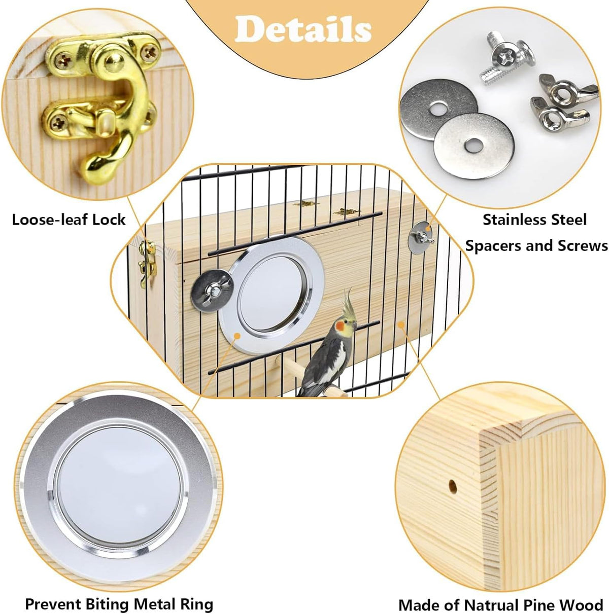 Parrot Nesting Box Cockatiel Nesting Box Bird Breeding Box House - S(9.1"X5.7"X5.7") - image 3