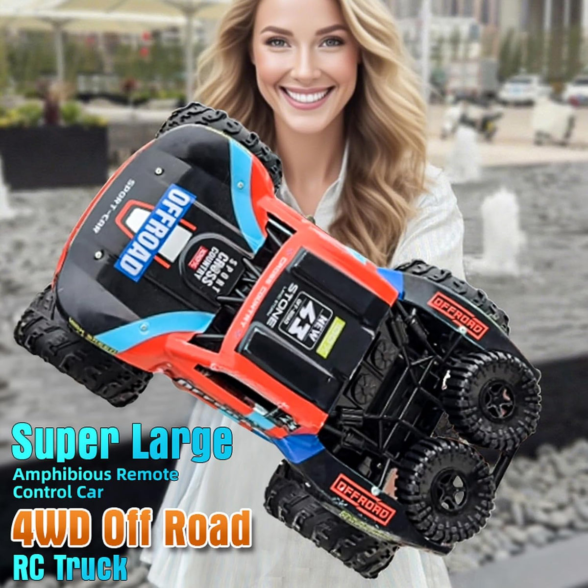 KB KAIBO 1:16 Amphibious Remote Control Car - Q205 Blue - image 2