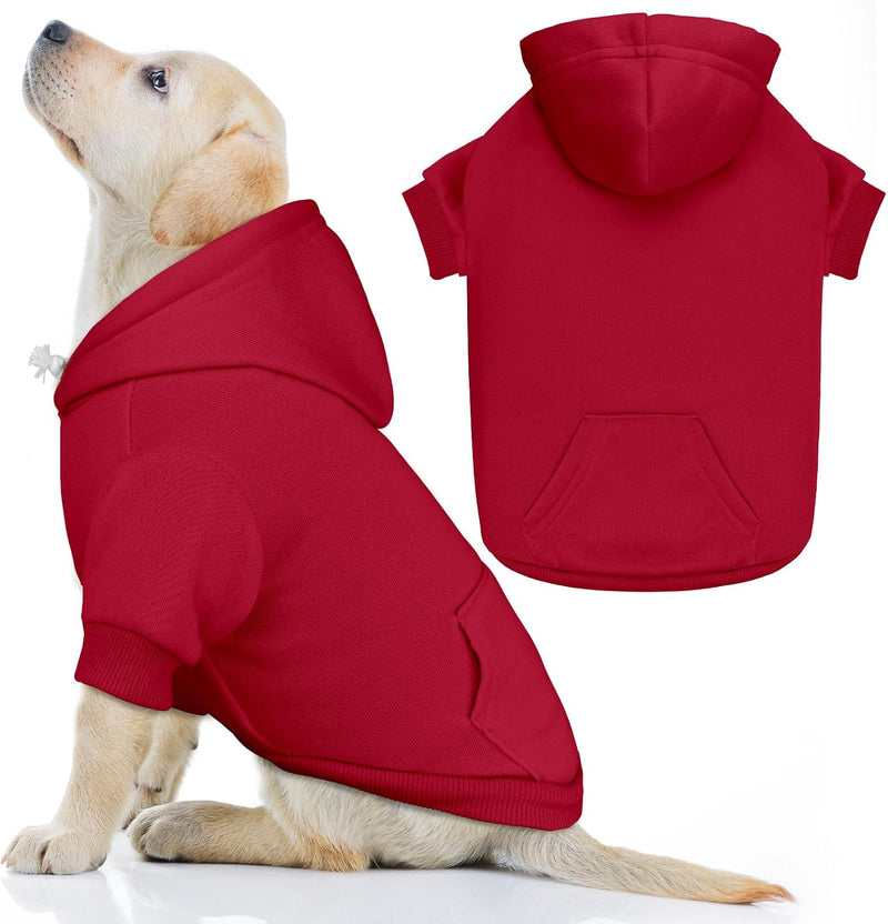 Dog Hoodie Dog Sweaters for Large Dogs Sweater Solid Soft Brushed - Medium / Red