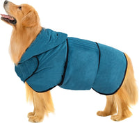 Avont Dog Bathrobe – Super Absorbent Quick-Dry Microfiber Hooded Robe – Essentials for Dogs - Blue / XX-Large