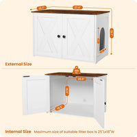 Cat Litter Box Enclosure, Hidden Litter Box Furniture - White+Rustic Brown - image 4