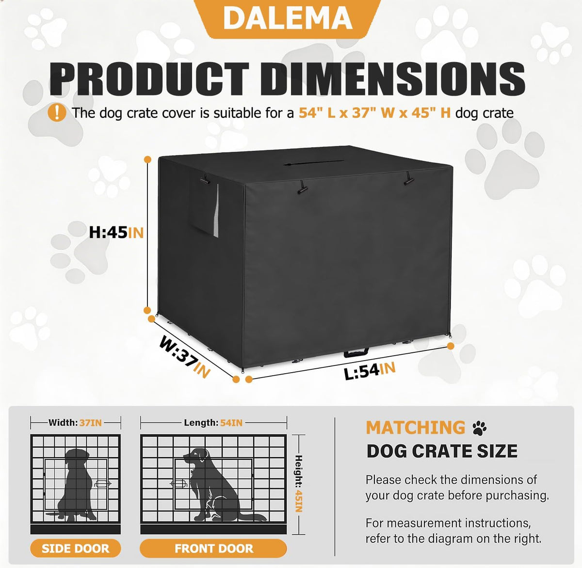 Dog Kennel Cover, Dog Crate Cover 48 Inch for Wire Dog Cages - 54.0"L x 37.0"W x 45.0"H / Black - image 2