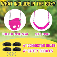 Perantlb toddler swing set with high back bucket seat and swing seat hanging from a tree - view 11