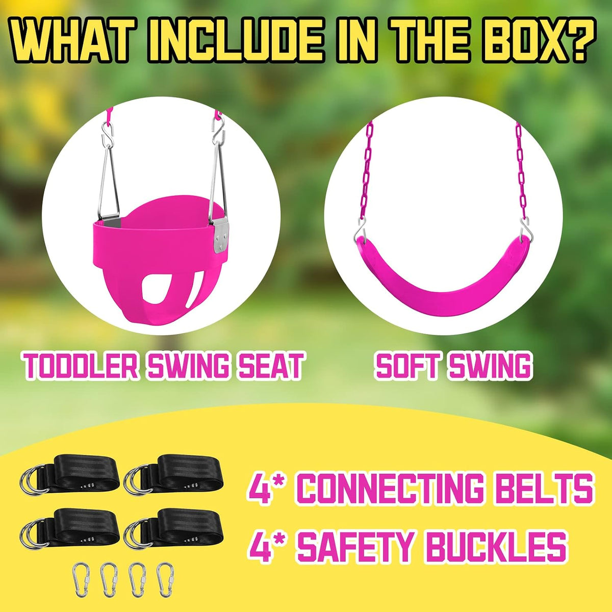 Perantlb toddler swing set with high back bucket seat and swing seat hanging from a tree - view 11