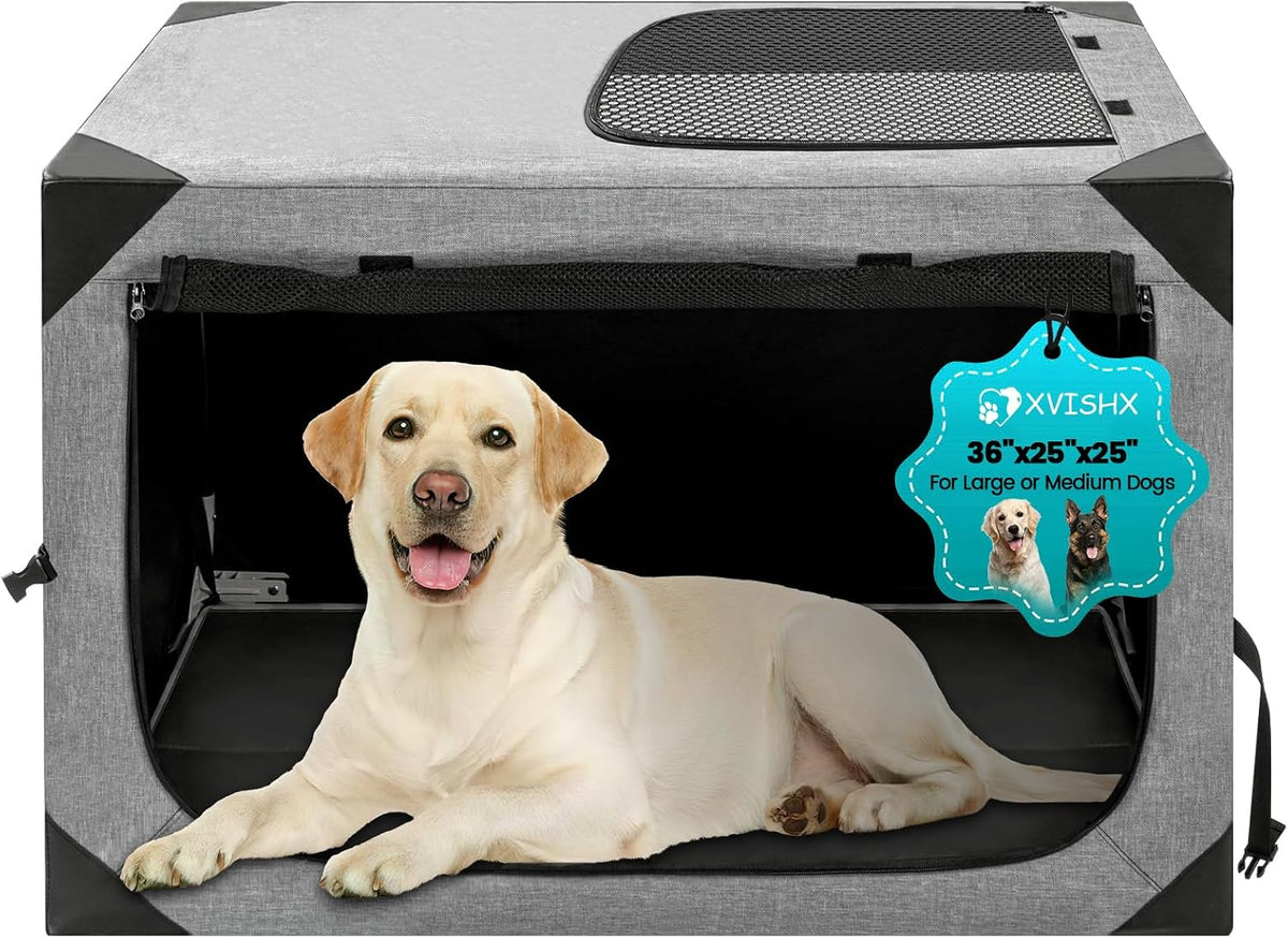 Dog Crate, Portable and Foldable Design of Dog Cage - Grey / 36.0"L x 25.0"W x 25.0"H