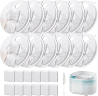 16 Packs Replacement Cat Water Fountain Filters Compatible - 24Filters+1 Brush