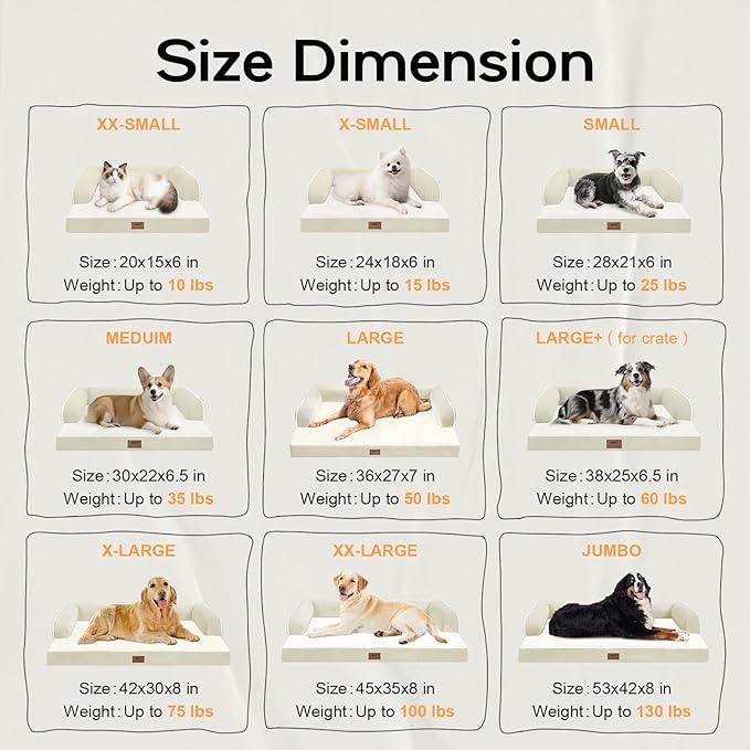 Small Dog Bed Waterproof Orthopedic Dog Beds for Medium Sized Dogs Comfy Pet Cat Bed with Sides, Washable Removable Cover
