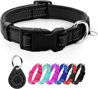 Reflective Dog Collar, Neoprene Padded Small Dog Collar, S - Medium (Pack of 1) / 5#Black（with AirTag Holder）