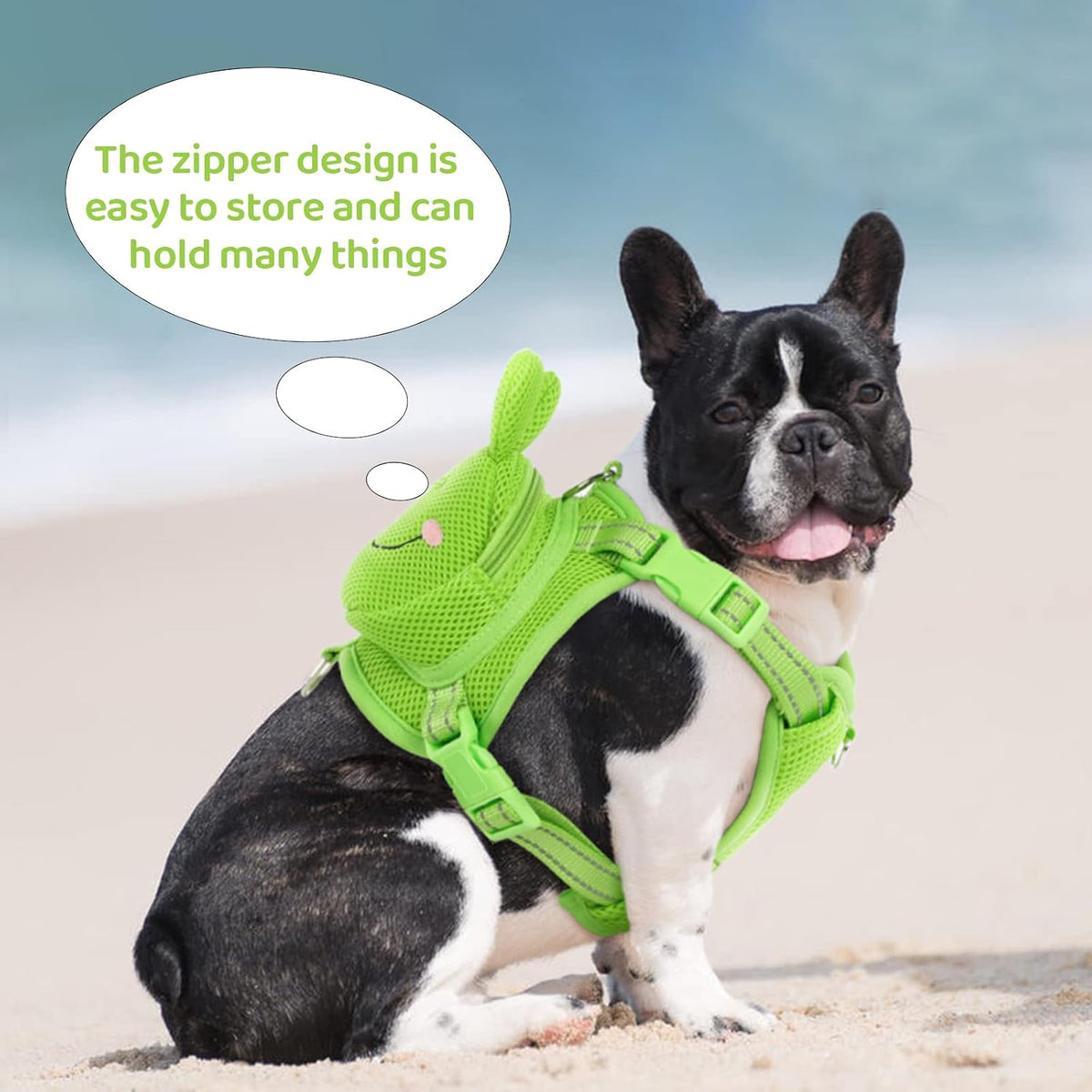 Dog Harness with Backpack - 23.6"L x 10.0"W x 0.8"H / Green Frog - image 2