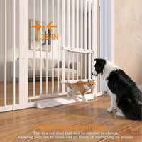 71" Extra Tall Cat Gate 29.5-40.6 Wide Pet gate with Small Cat Door - White / 55.11 inches SET A - image 4