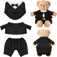 Minatee teddy bear tuxedo outfit in black and white with bow tie for 13 inch plush bears