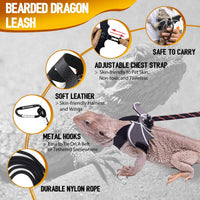 WATFOON Adjustable Lizard Leather Leash Harness and Bearded Dragon - Leash + Sling (Gift) / Grey - image 4