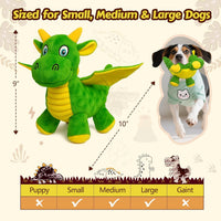 Squeaky Dog Toy, Plush Dragon with 5 Squeakers and Crinkle Wings - Green & Blue - image 4