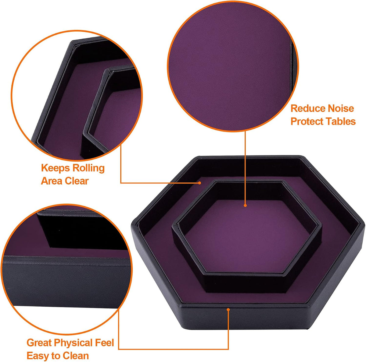 SIQUK Dice Tray with Lid Hexagon Dice Rolling Tray Dice Holder – Fun for Kids & Family - Purple - image 2